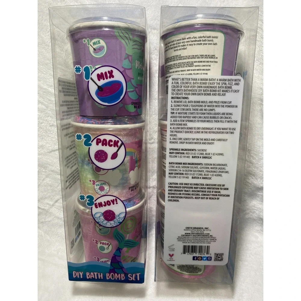 Onyx Bathhouse DIY Bath Bomb Gift Set of 3 | Mystery Surprise in Each